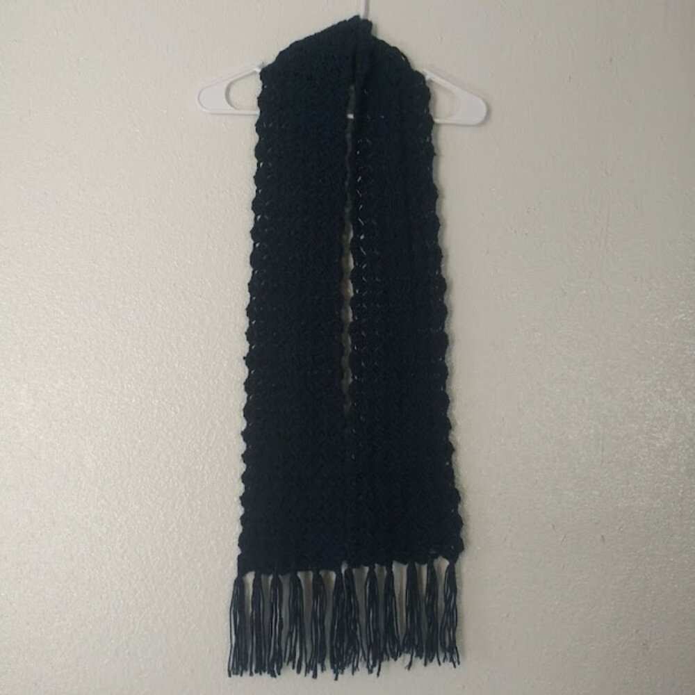 Scarf women's homemade crochet navy blue scarf